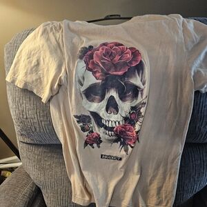 InkAddict Cream Skull and Rose T-Shirt